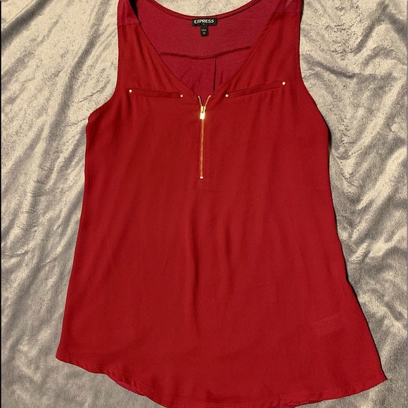 Express - Blouse - Burgundy - Sz: S - Picture 1 of 4